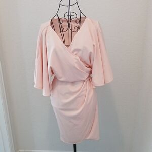 Elegant Pink Wrap Dress